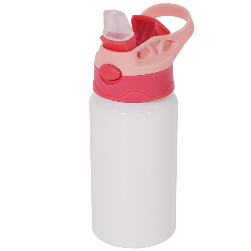 500ml Botella de niños blanca para sublimar con tapa rojo-2