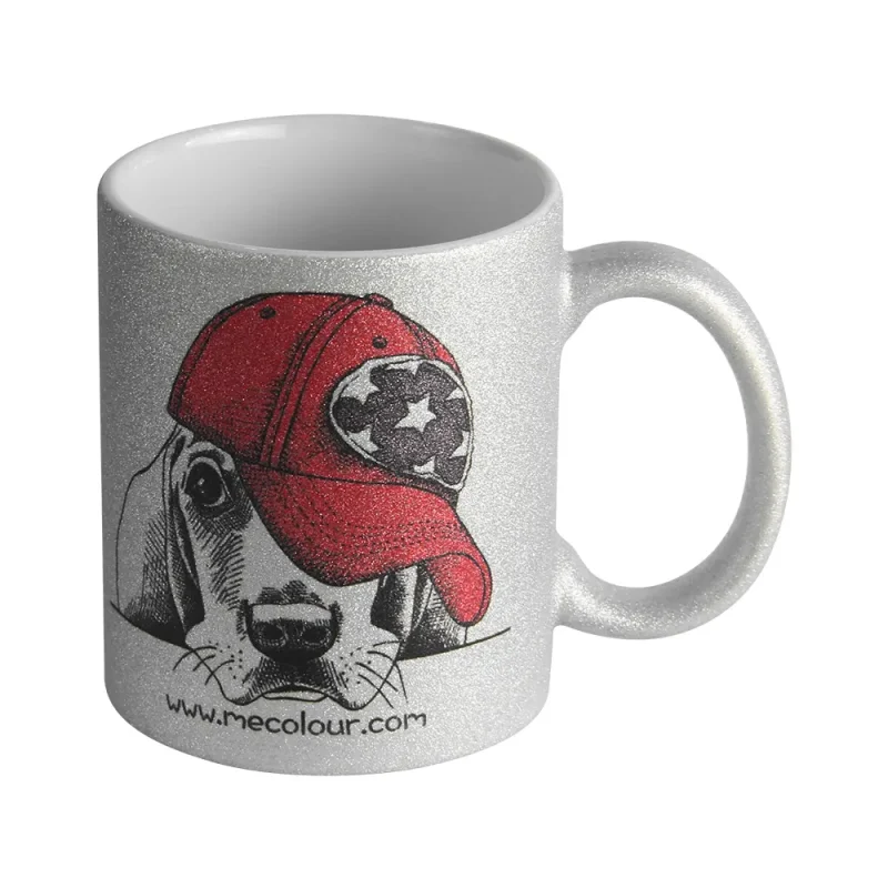 Taza con purpurina para sublimar 11oz (plata)-2