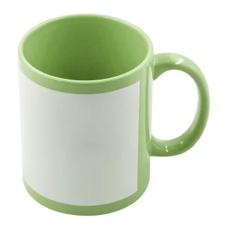 Taza de color con parche blanco (verde claro)-1