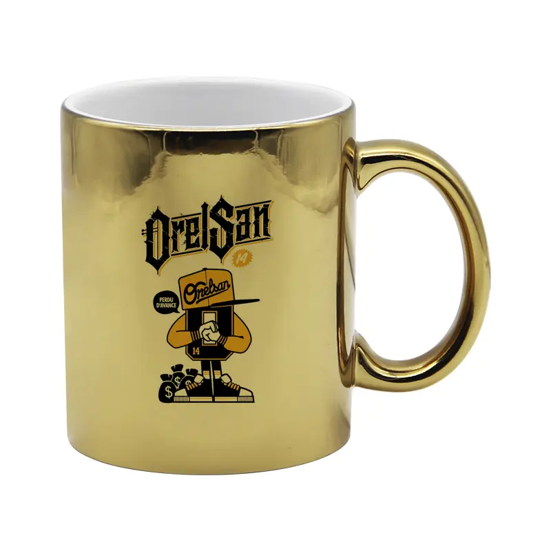 Taza electrochapado para sublimar 11oz (dorado)-2