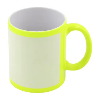 Taza fluorescente con parche blanco para sublimar 11oz (amarillo)-1