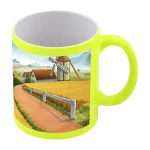 Taza fluorescente con parche blanco para sublimar 11oz (amarillo)-2