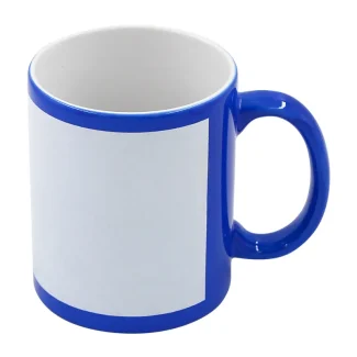 Taza fluorescente con parche blanco para sublimar 11oz (azul)-1