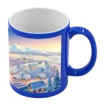 Taza fluorescente con parche blanco para sublimar 11oz (azul)-2