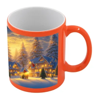 Taza fluorescente con parche blanco para sublimar 11oz (naranja)-2