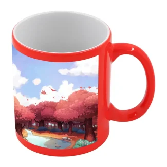 Taza fluorescente con parche blanco para sublimar 11oz (rojo)-2