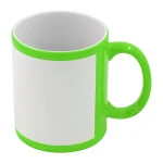 Taza fluorescente con parche blanco para sublimar 11oz (verde)-1