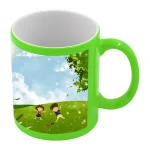 Taza fluorescente con parche blanco para sublimar 11oz (verde)-2