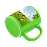 Taza fluorescente con parche blanco para sublimar 11oz (verde)-3