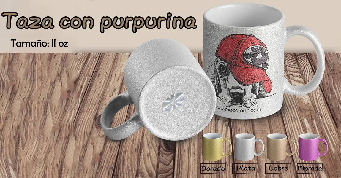 Tazas con purpurina para sublimar