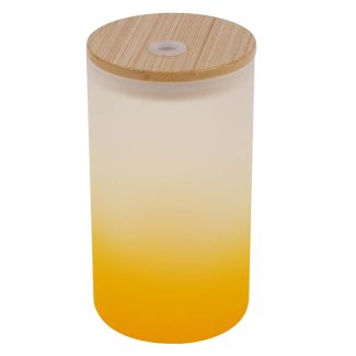 Vaso delgado de vidrio con pajita 16 oz (esmerilado, amarillo degradado) -1