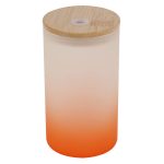 Vaso delgado de vidrio con pajita 16 oz (esmerilado, naranja degradado) -1