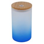 Vaso delgado de vidrio para sublimación con pajita 16oz (esmerilado, azul degradado)-1