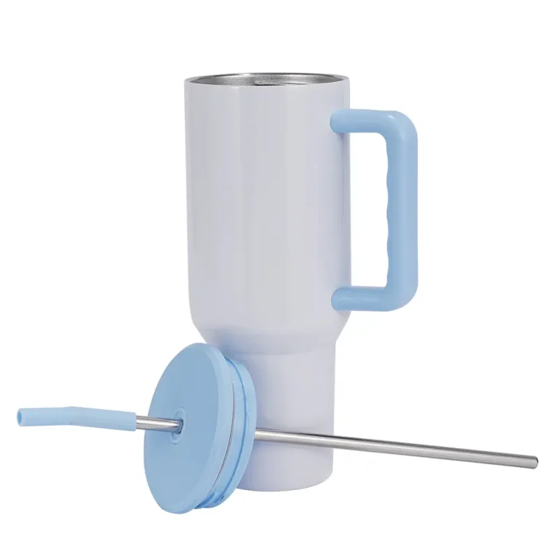 40oz Vaso de con asa y popote (azul)-2