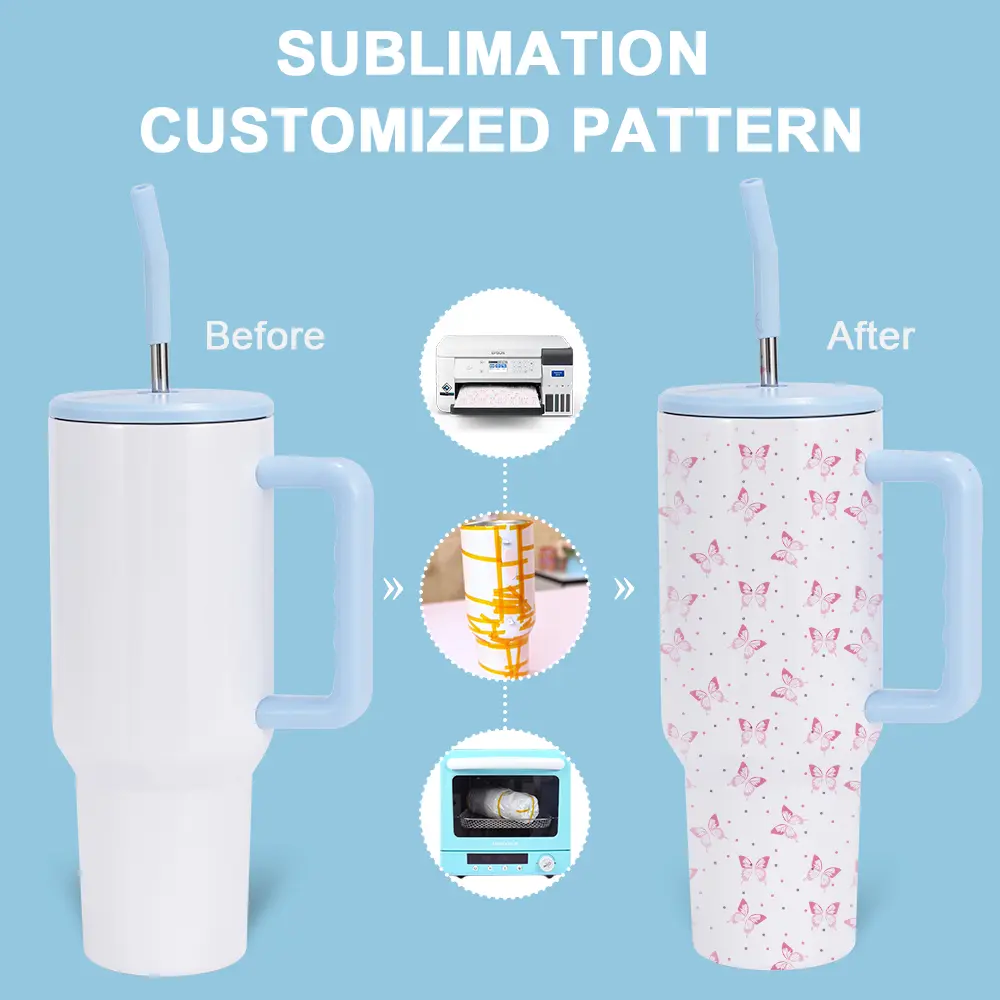 40oz Vaso de con asa y popote (azul)-4