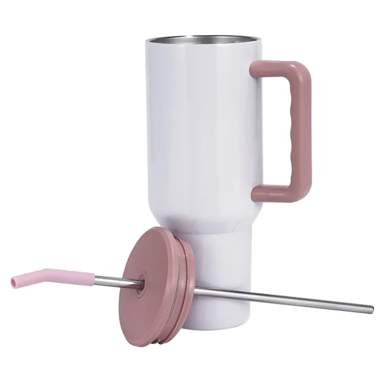 40oz Vaso de con asa y popote (rosa)-2