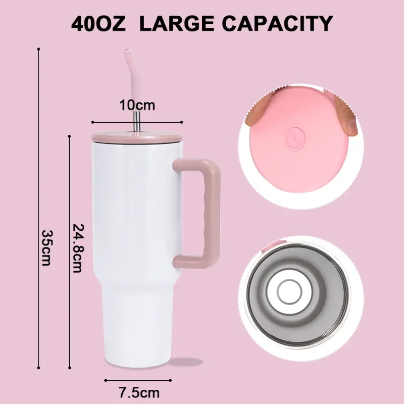 40oz Vaso de con asa y popote (rosa)-3
