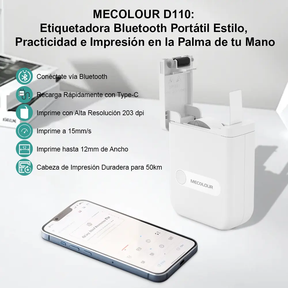 Impresora de etiquetas de media pulgada (Blanco)-3 Impresora de etiquetas de media pulgada (Blanco)-3