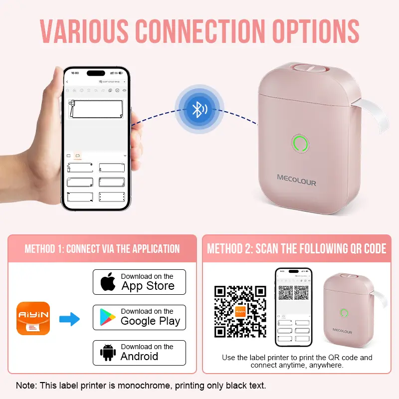 Impresora de etiquetas media pulgada (rosa)-3