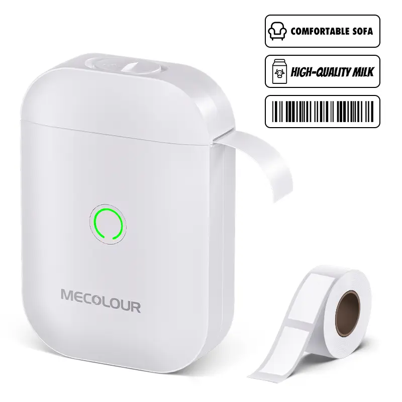 Impresora de etiquetas portátil de media pulgada (blanca)-2