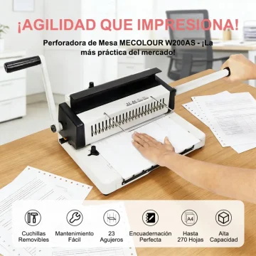 Maquina para encuadernar eléctrica de alambre doble con cuchillo-4