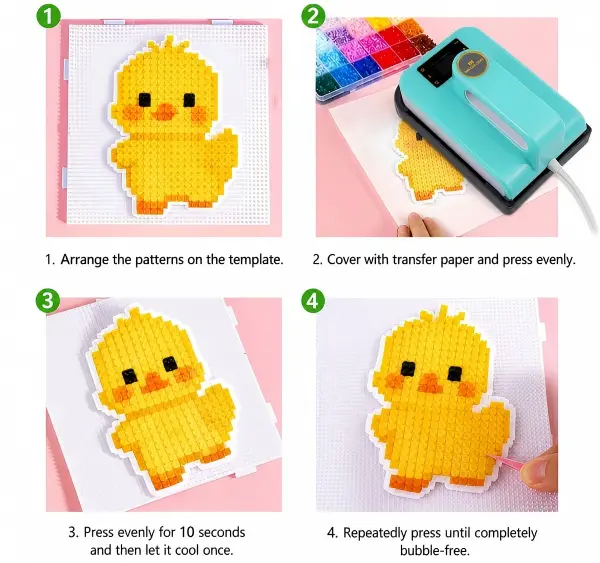 cómo hacer cuentas Perler con prensa térmica 5x7
