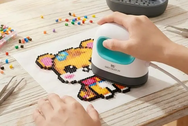 hacer cuentas Perler con mini prensa térmica